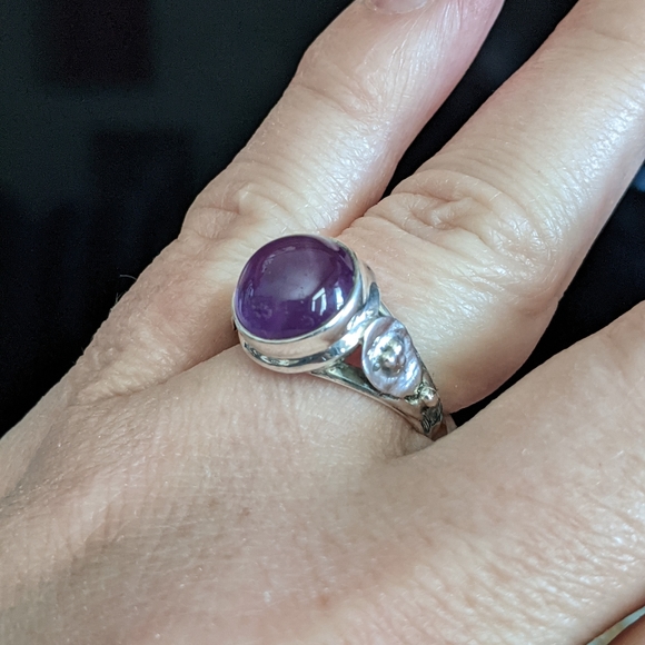 Natural Purple Amethyst, 925 Silver Ring, size 8 - Picture 11 of 11